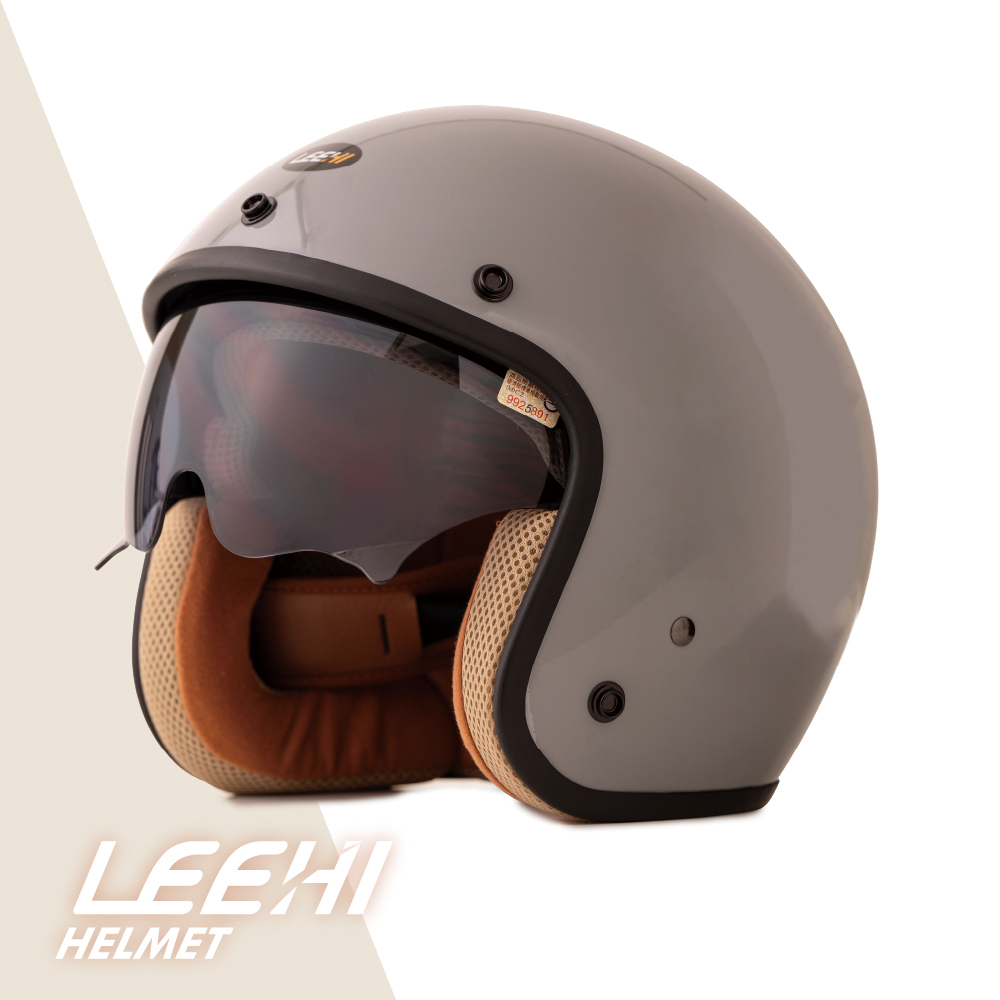 LEEHI內墨鏡騎士安全帽(水泥灰)