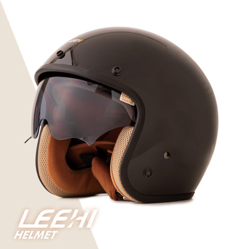 LEEHI內墨鏡騎士安全帽(鏡面黑)