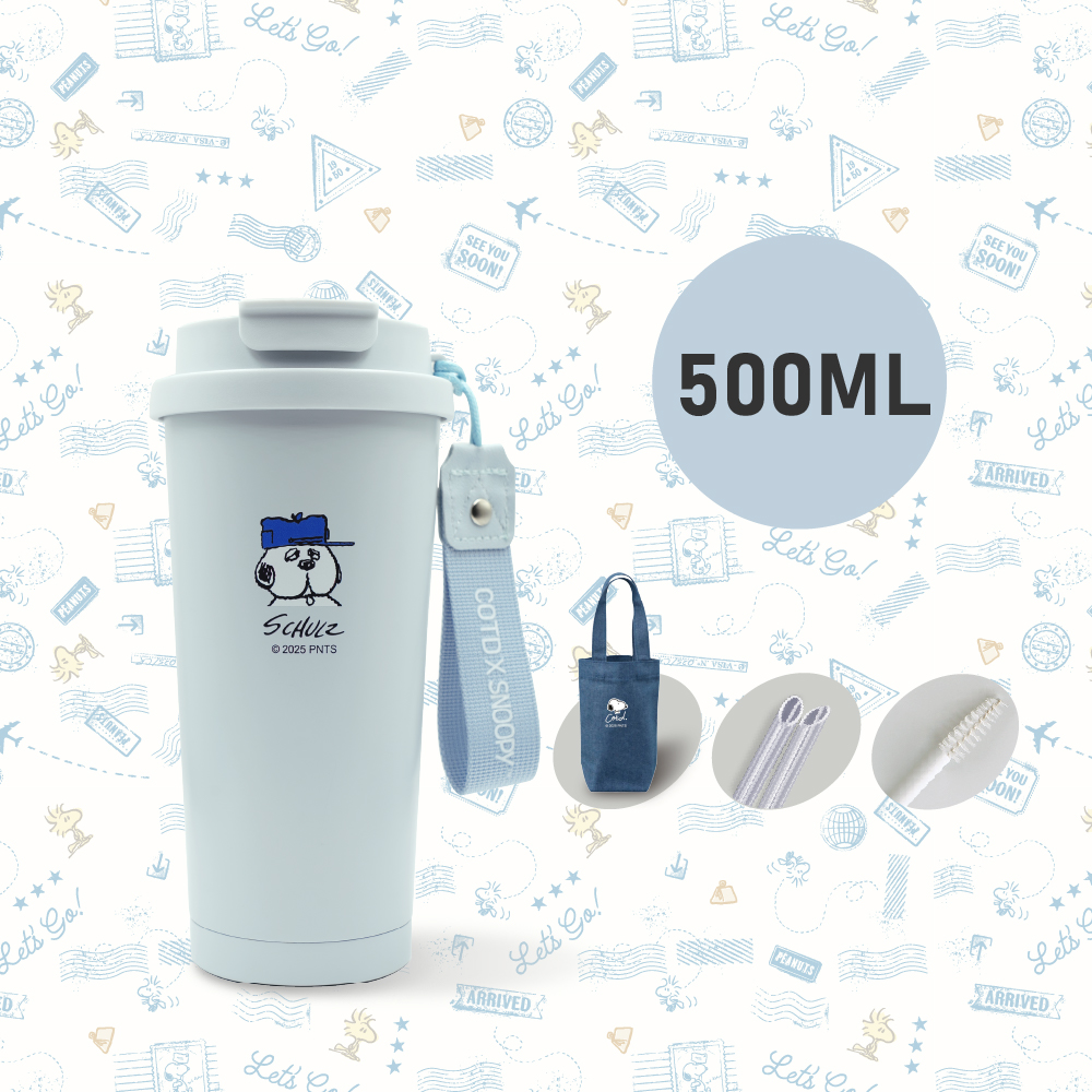 SNOOPY聯名陶瓷保溫杯500ML【藍色】 SNOOPY聯名陶瓷保溫杯500ML【藍色】
