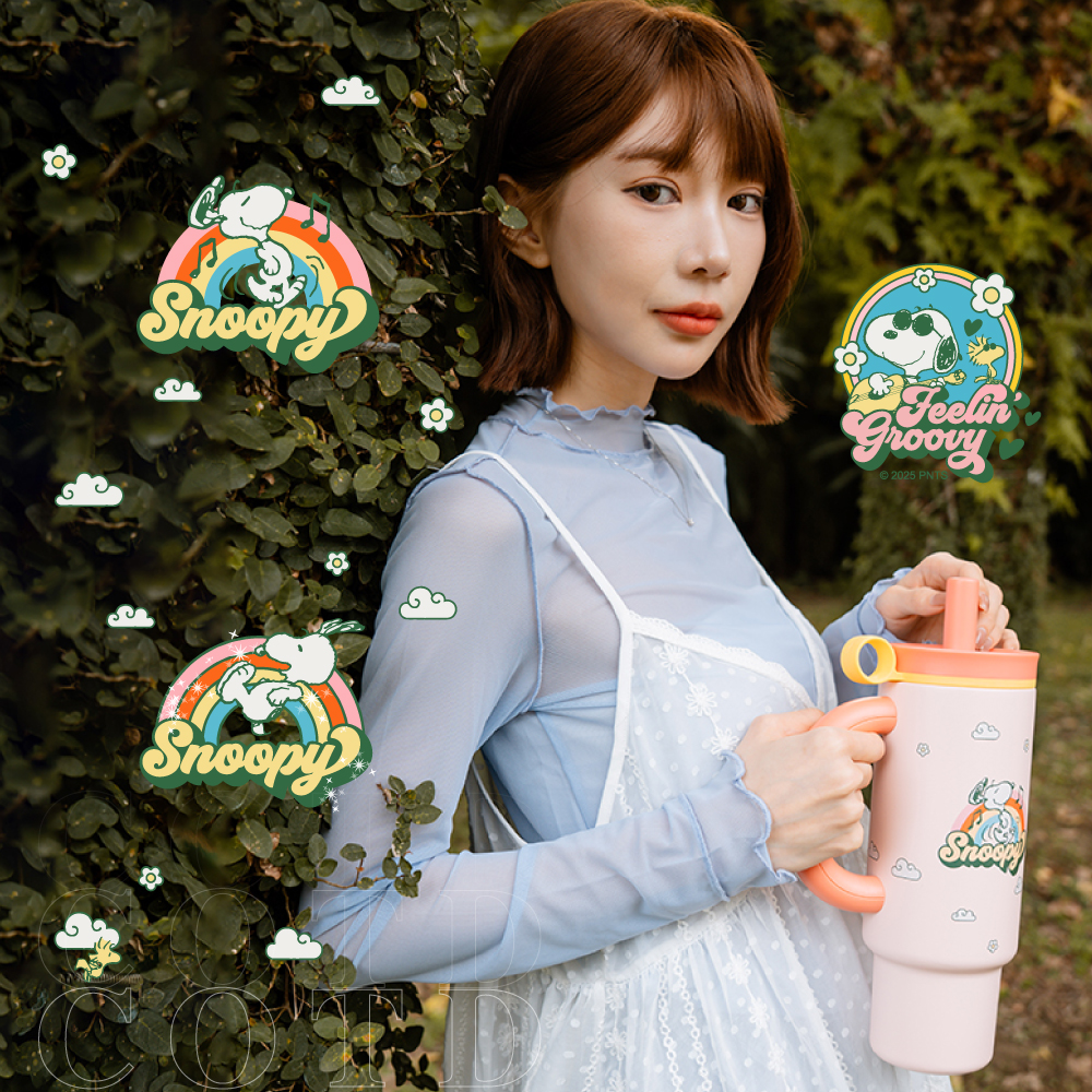 SNOOPY 聯名 陶瓷保溫把手杯【粉色】