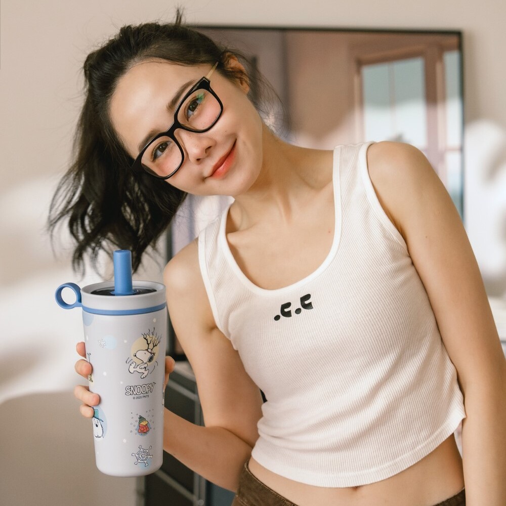 SNOOPY 聯名 陶瓷保溫珍珠杯800ML【藍色】