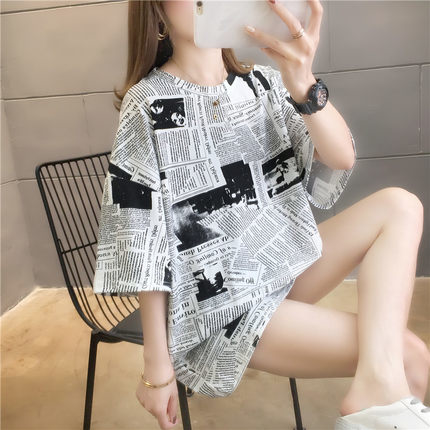 夏季新款半袖情侶女裝寬松上衣