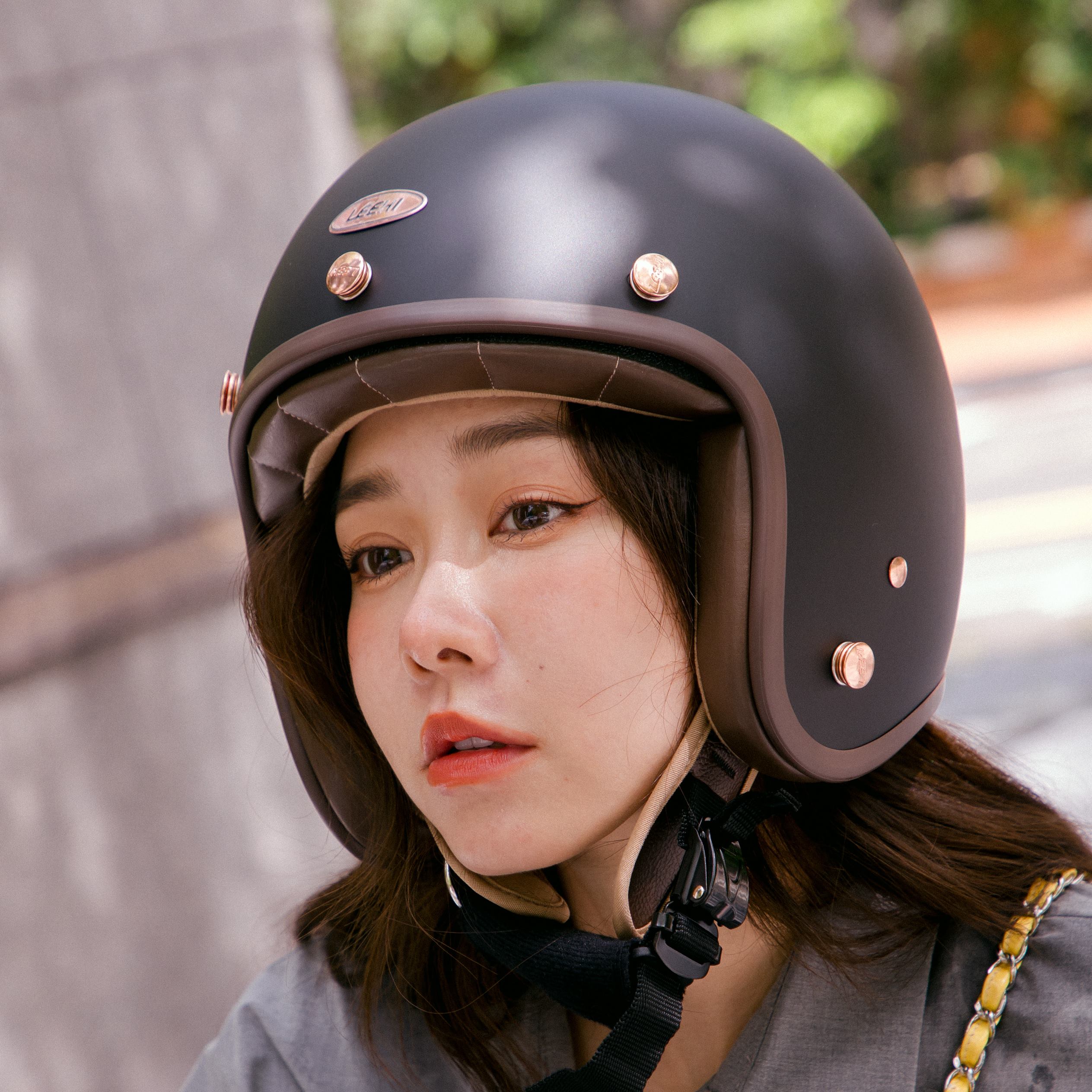 LEEHI復古質感安全帽【質感霧黑】