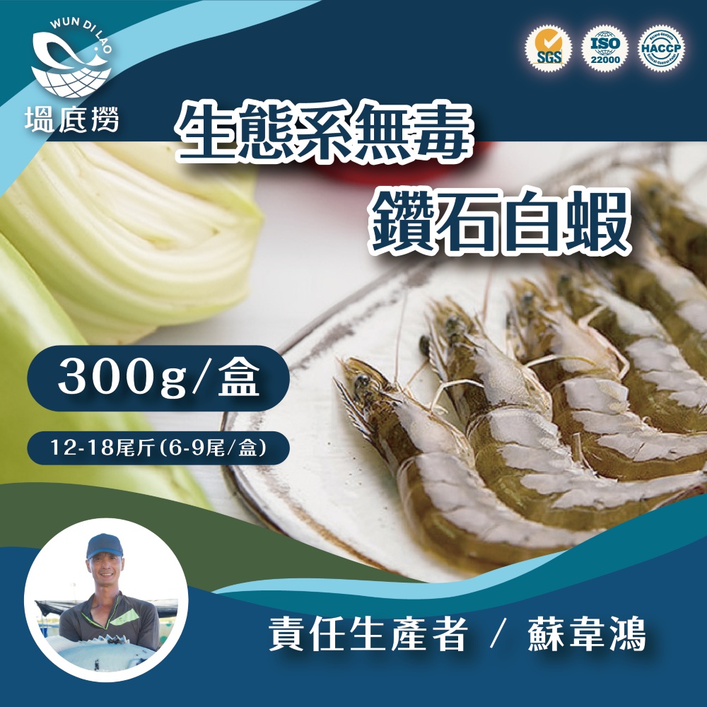 生態系無毒鑽石白蝦300g 生態系無毒鑽石白蝦300g