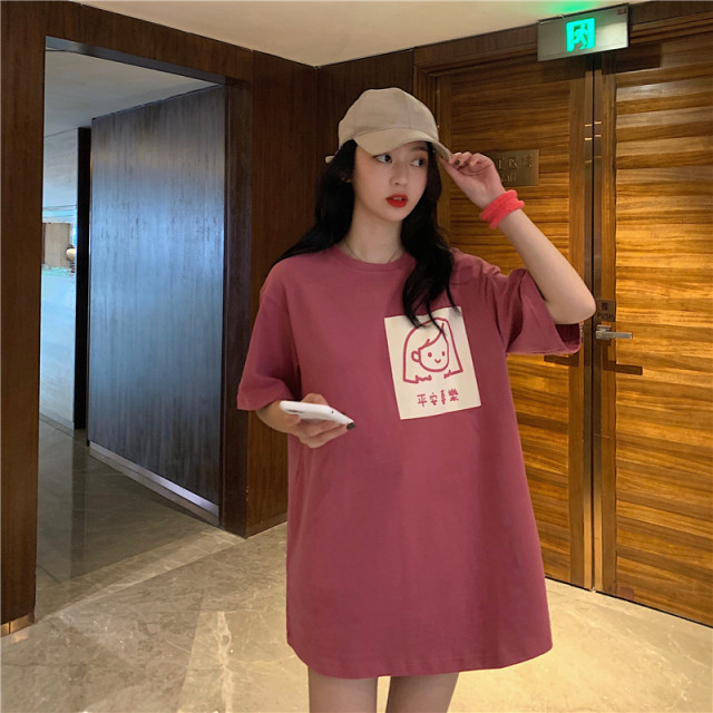 新款韓版寬松百搭打底衫社會女網紅上衣-紅色