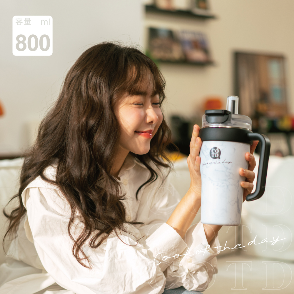 把手保溫杯800ML【大理石】
