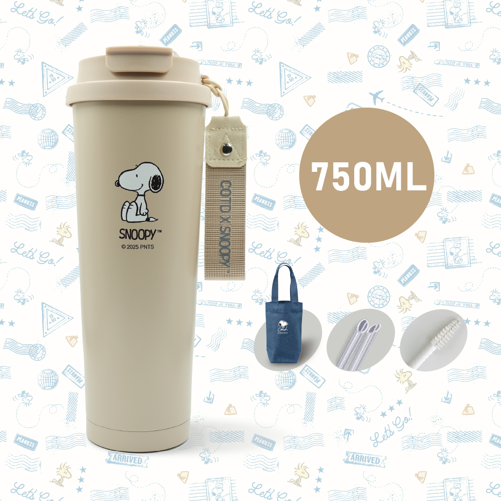 SNOOPY聯名陶瓷保溫杯750ML【奶茶色】