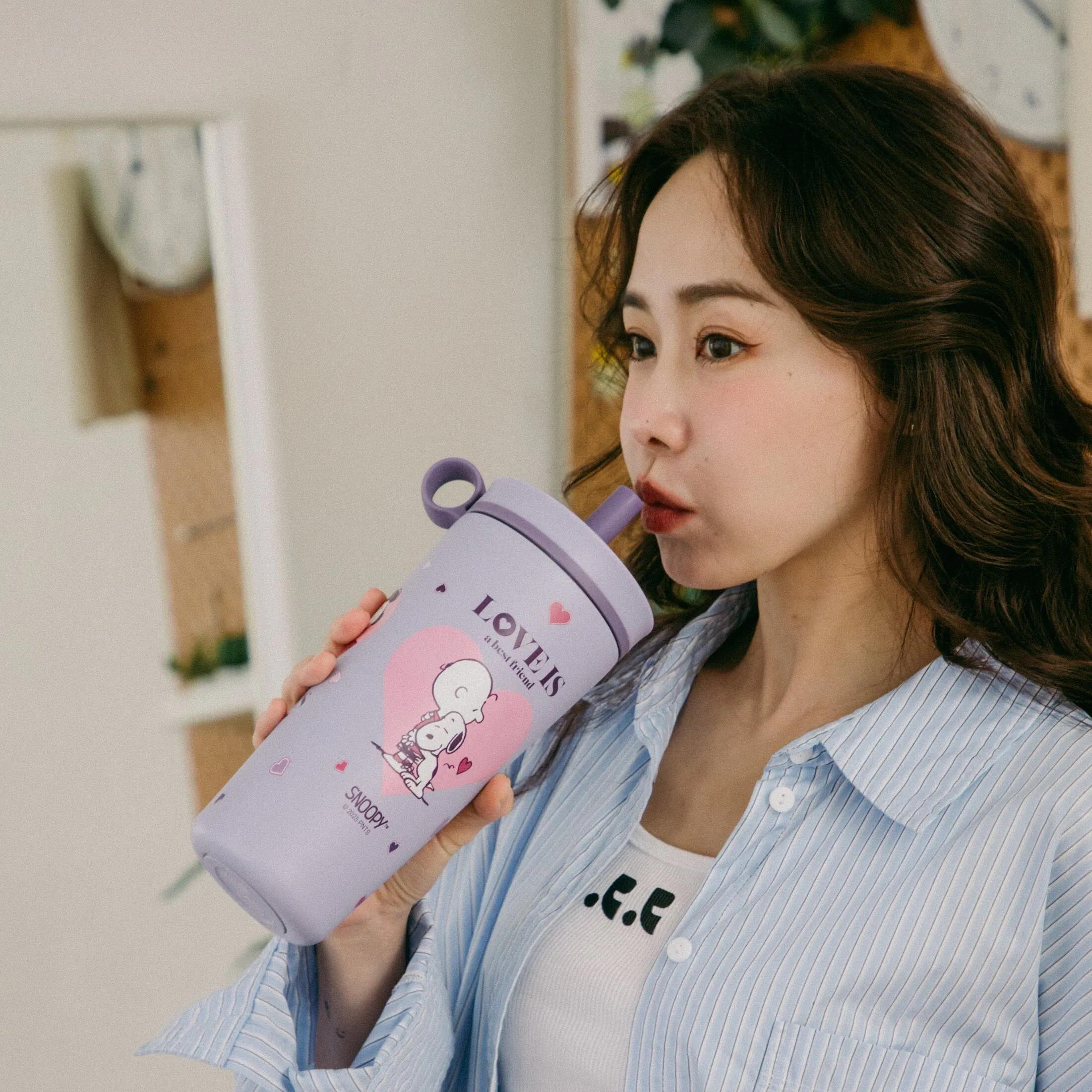 SNOOPY 聯名 陶瓷保溫珍珠杯800ML【紫色】