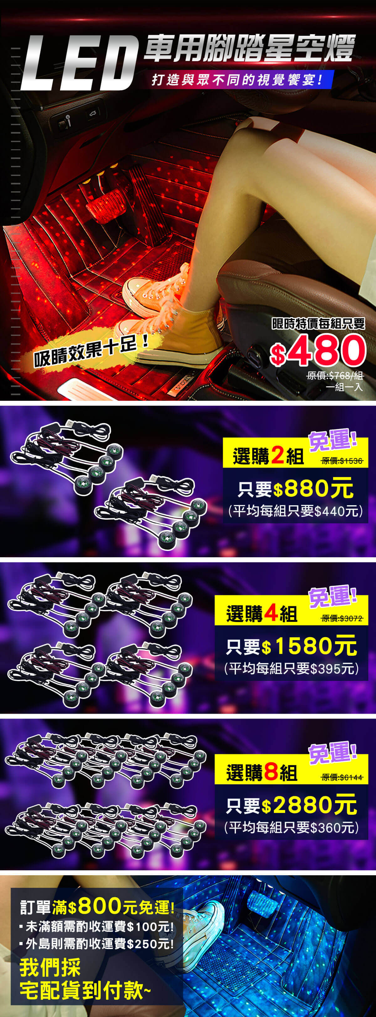 LED車用腳踏星空燈