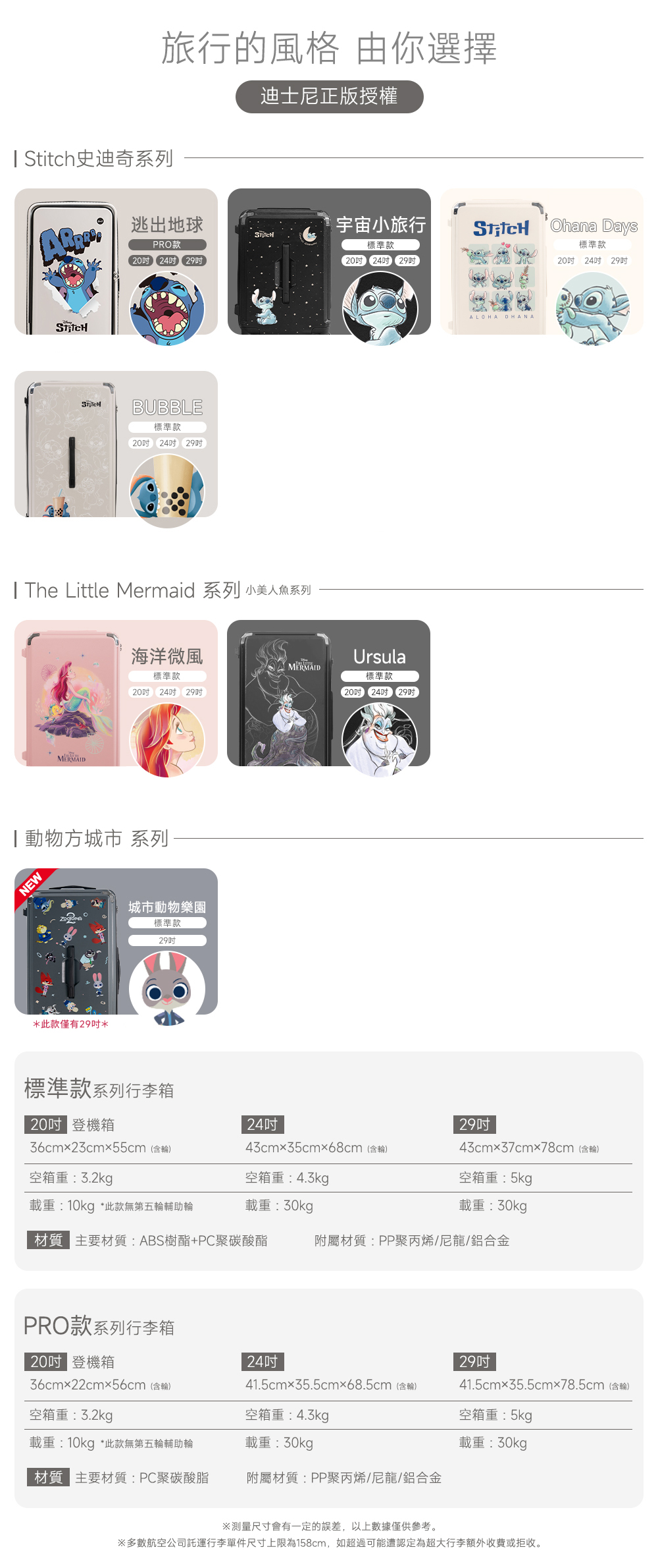 迪士尼系列-極o能裝行李箱