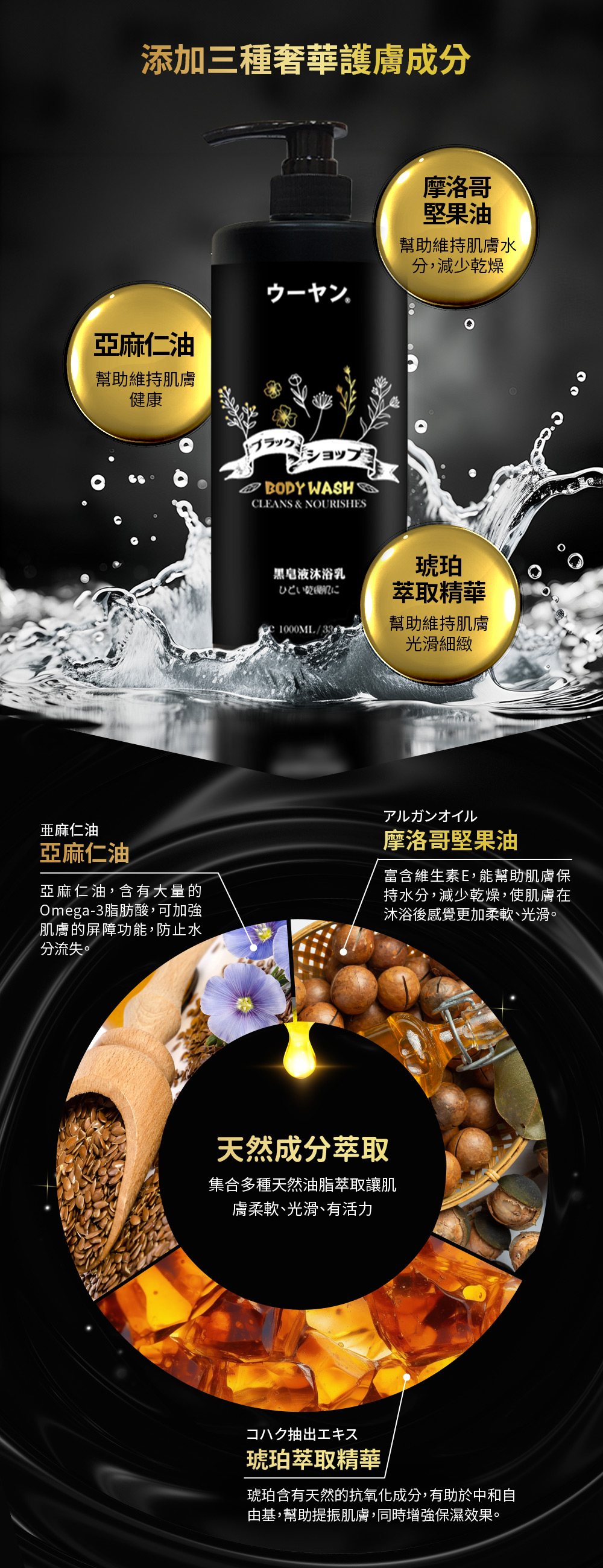 唔漾ウーヤン 經典黑皂液沐浴乳1000ml 唔漾ウーヤン 經典黑皂液沐浴乳1000ml