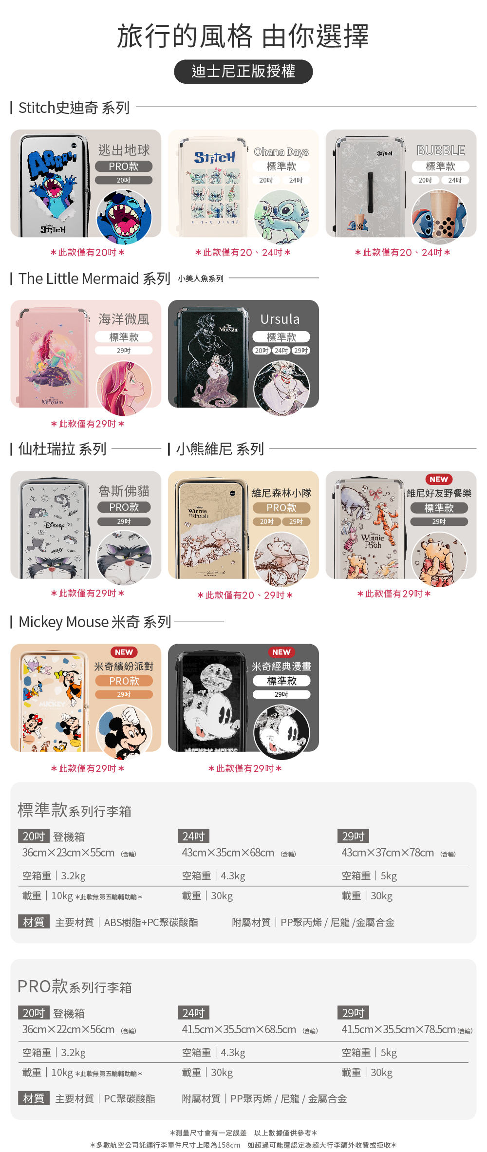迪士尼系列-極o能裝行李箱